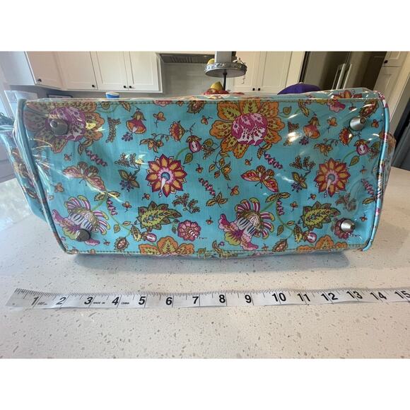 Kalencom Laminated Diaper Buckle Bag Turquoise Pink Gypsy Wildflower - Picture 9 of 10